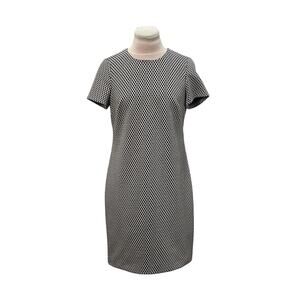 Classic CALVIN KLEIN Black White Honeycomb Print Sheath Dress SZ 4 Office Career